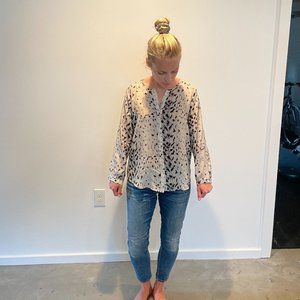 Joie Snow Leopard Silk Purine Blouse